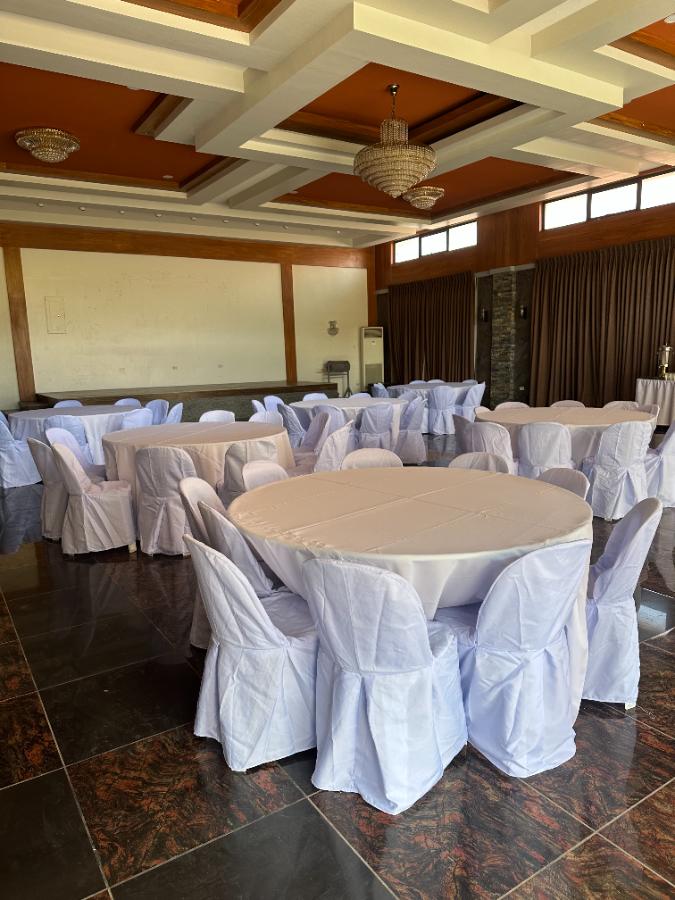 Round tables · blush toppers — event rental setup by Chairman Event Rentals in Laguna